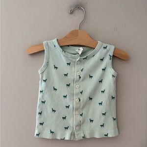 $11 ADD‎ ON Kate Quinn top Llama Organic Cotton Skinny Rib Short Sleeve shirt 3Y